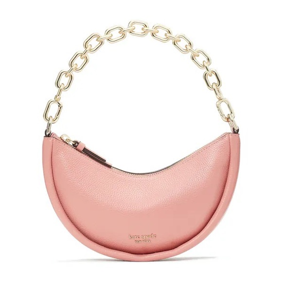 NWT AUTHENTIC Kate Spade Convertible Crossbody Smile Bag Pink Leather Gold Chain - Picture 5 of 15